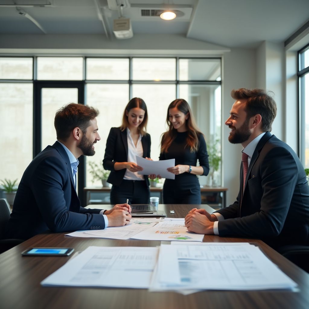 Equipo de consultoría económica trabajando en proyecto